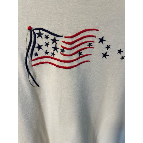 Vintage BonWorth White Tee With Embroidered American Flag Design Sz XS - Picture 4 of 7